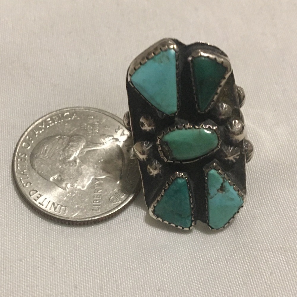 Vintage Sterling Silver Navajo Cluster Ring! - Picture 5 of 5